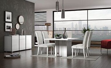 Italian white lacquer dining set